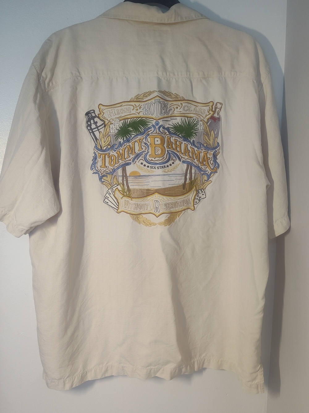 Tommy Bahama Cream Short-Sleeve Shirt with Coastal Back Logo #329
